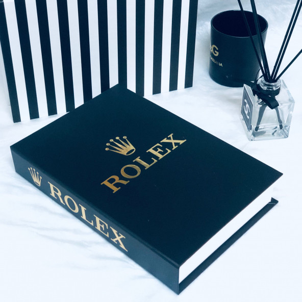 ROLEX OPENABLE DECORATIVE BOOK BOX BLACK & GOLD - 2