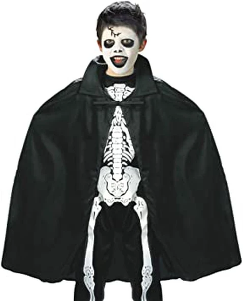 Siyah Renk Yakalı Halloween Pelerini 90 cm - Resim 4