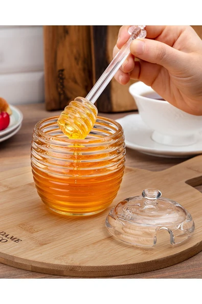 Madame Coco Lorenzo Kaşıklı Cam Bal Kavanozu - 240ml - 3