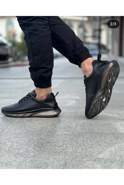 Luizpauloshoes 4236 SİYAH CİLT BEYAZ JEL TABAN ERKEK SNEAKERS - 3