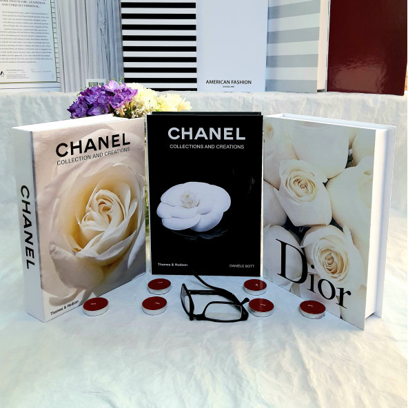 Chanel & Dior Set, Openable Decorative Book Box, Fashion Fake Books, Home Decor, Set of Three ürün görseli