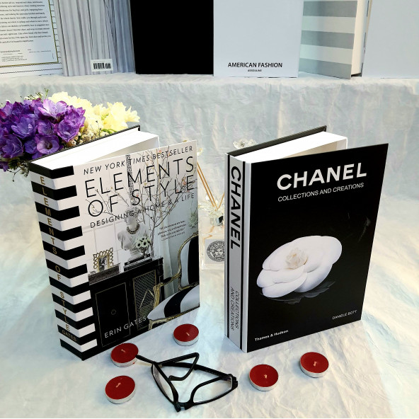 Chanel & Elements, Openable Decorative Book Box, Fashion Fake Books, Home Decor, Set of Two