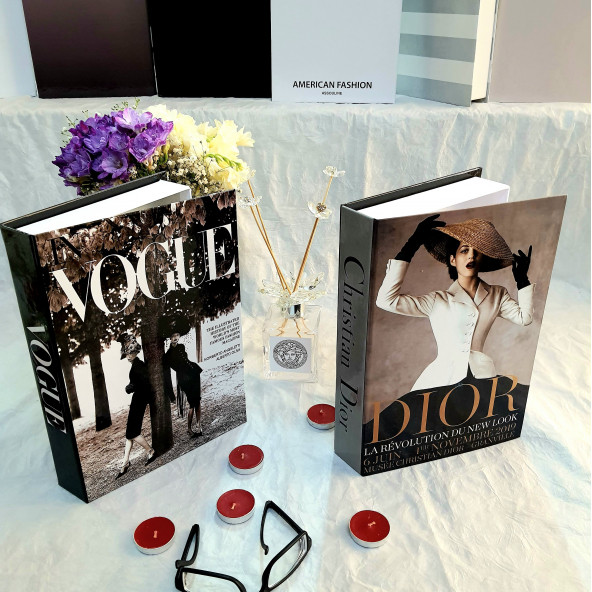Vogue & Dior, Openable Decorative Book Box, Fashion Fake Books, Home Decor, Set of Two