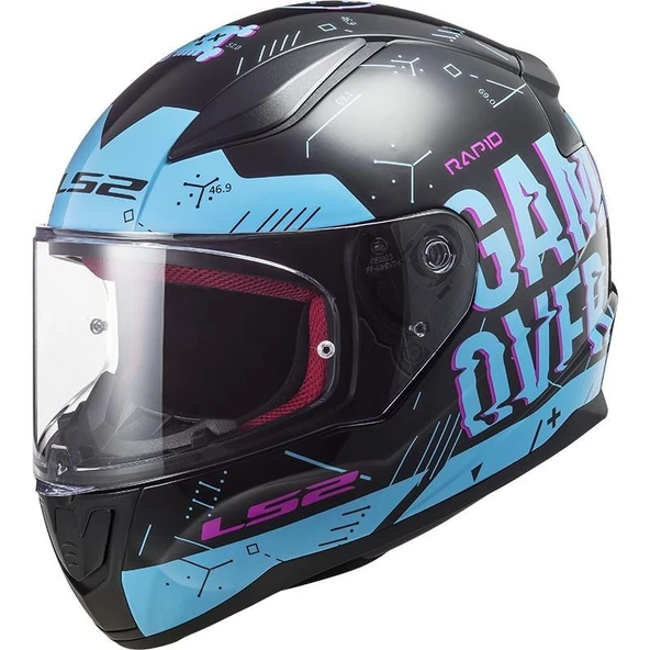 LS2 RAPID PLAYER BLACK SKY BLUE KASK