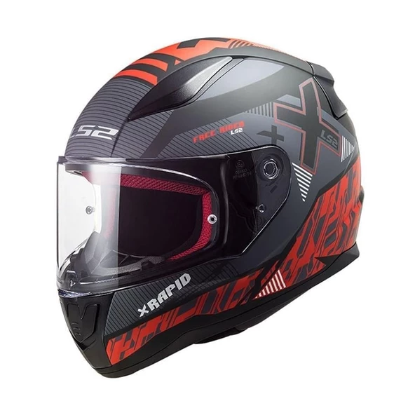 LS2 RAPID XTREET MATT BLACK-RED