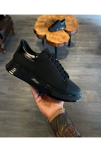 Luizpauloshoes LUİZ PAULO 1051 SİYAH MAT HAKİKİ DERİ ERKEK SNEAKERS