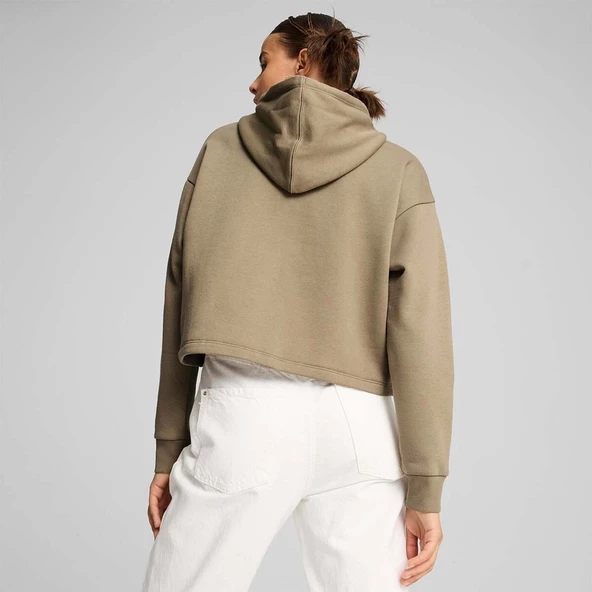 Puma Ess Cropped Logo Kadın Bej Kapüşonlu Sweatshirt 58686967 - 4