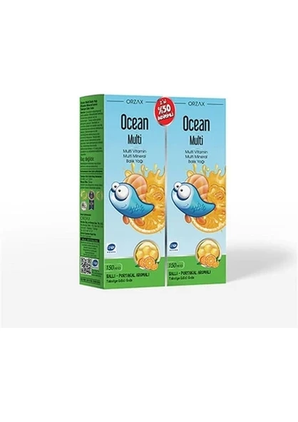 Orzax Ocean Multi Ballı - Portakal Aromalı Takviye Edici Şurup 150 ml 2.'si %50 İNDİRİMLİ