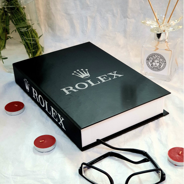 Rolex, Openable Decorative Book Box, Fashion Fake Books, Home Decor, Black & Silver - 2