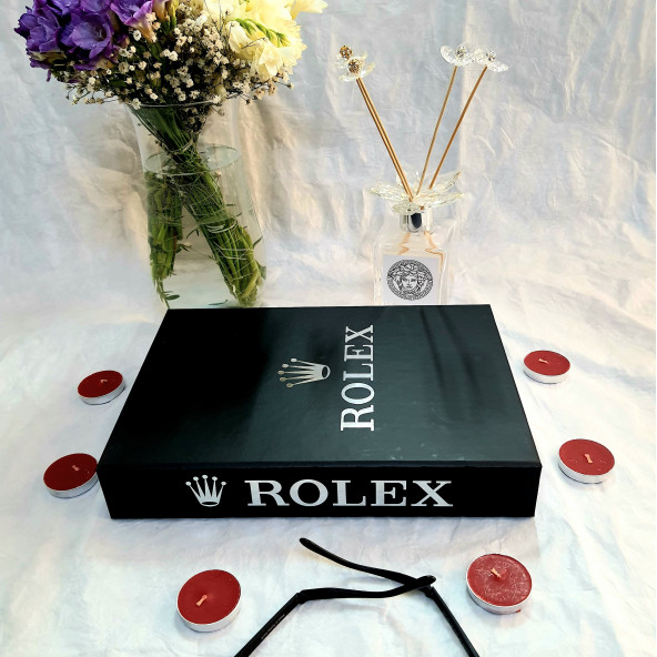 Rolex, Openable Decorative Book Box, Fashion Fake Books, Home Decor, Black & Silver - 3