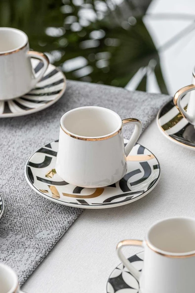 Acar Petra 6 Kişilik Porselen Kahve Fincanı Takımı - 90 ml 05213 - 2