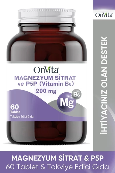 ONVİTA Magnezyum Sitrat Ve P5p Vitamin B6 200 Mg