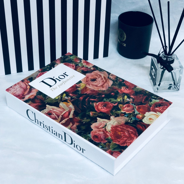 CHRISTIAN DIOR WITH RED FLOWER OPENABLE DECORATIVE BOOK BOX - 2