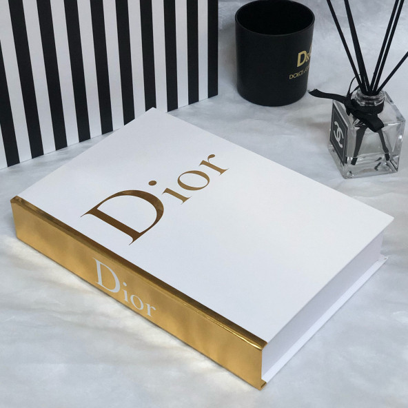 CHRISTIAN DIOR OPENABLE DECORATIVE BOOK BOX WHITE & GOLD - 2