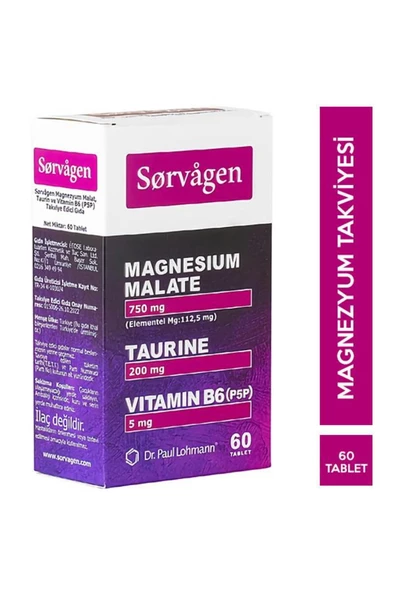 SORVAGEN Magnezyum Malat Taurin ve Vitamin B6 60 Tablet