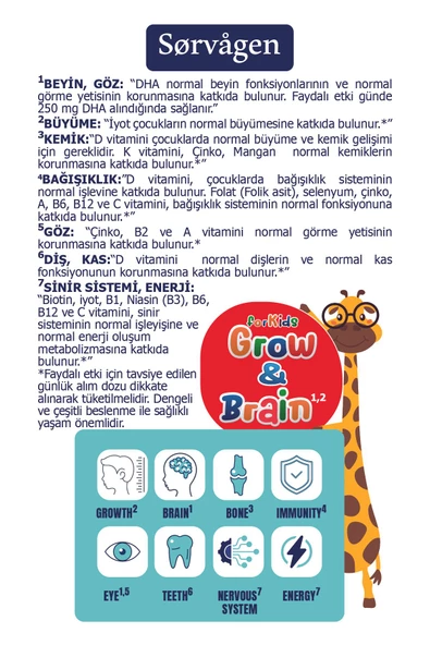 Sorvagen Grow&brain L-Arjinin, Sitikolin, Fosfatidilserin, Dha Omega 3, B12, L- Lizin, Multi Vitamin&mineral Sıvı 150 ml - 7