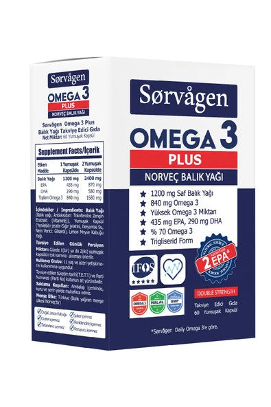 SORVAGEN Omega 3 Plus Norveç Balık Yağı 60 Kapsül - 3