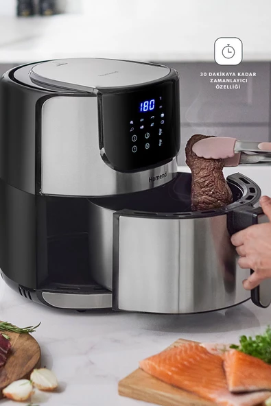 HOMEND Airfryday 2502H 8 Farklı Program, 5 Litre Dokunmatik Ekranlı Fritöz Inox - Resim 6