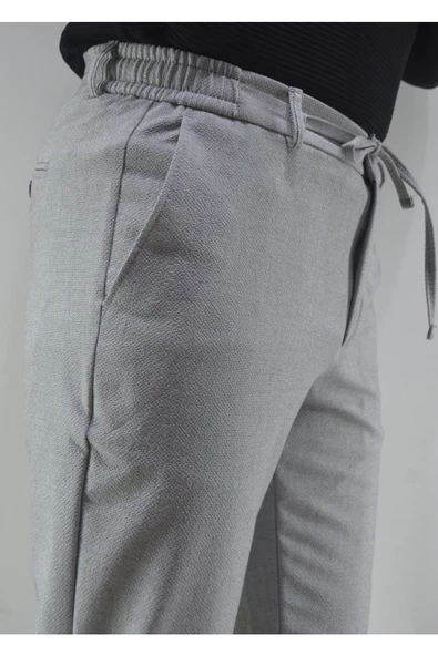 MAZSAY Erkek Gofre Licralı Jogger Pantolon Gri - 3