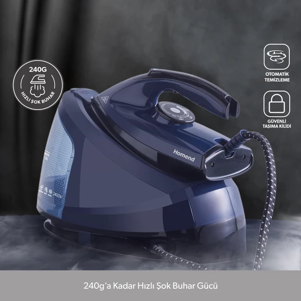 Homend Steamwork 1168H Lacivert 2400 W Buhar Kazanlı Ütü - 6