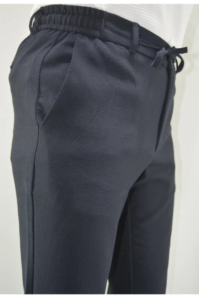 MAZSAY Erkek Gofre Licralı Jogger Pantolon Lacivert - Resim 5