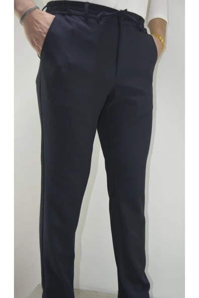 MAZSAY Erkek Gofre Licralı Jogger Pantolon Lacivert - Resim 3