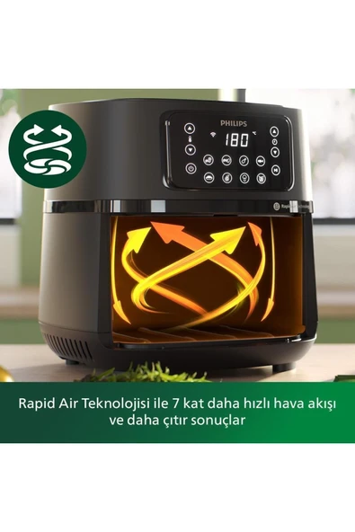 Philips 5000 Serisi XXL Airfryer, Uzaktan Bağlantı, 1.4kg, 7.2L Kapasite + Aksesuarlar, HD9285/96 - 4