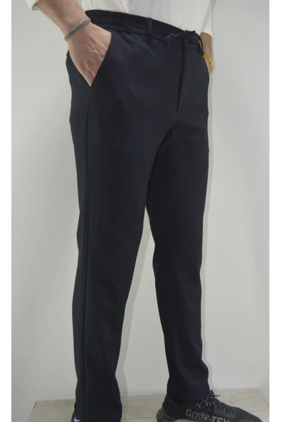 MAZSAY Erkek Gofre Licralı Jogger Pantolon Lacivert - Resim 4