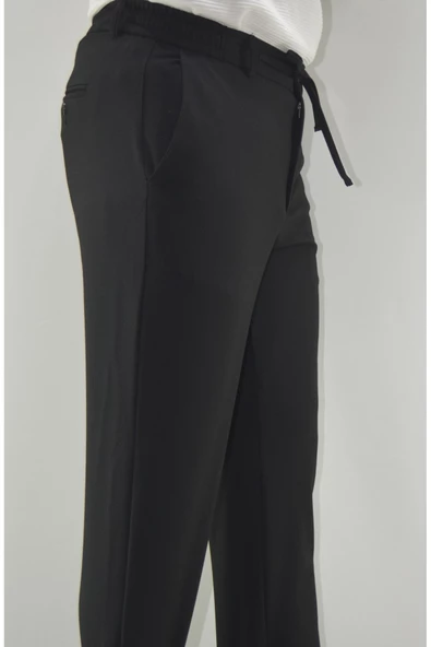MAZSAY Erkek Gofre Licralı Jogger Pantolon Siyah - 4
