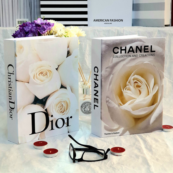 Chanel & Dior, Openable Decorative Book Box, Fashion Fake Books, Home Decor, Set of Two