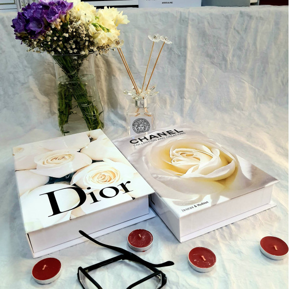 Chanel & Dior, Openable Decorative Book Box, Fashion Fake Books, Home Decor, Set of Two - 2
