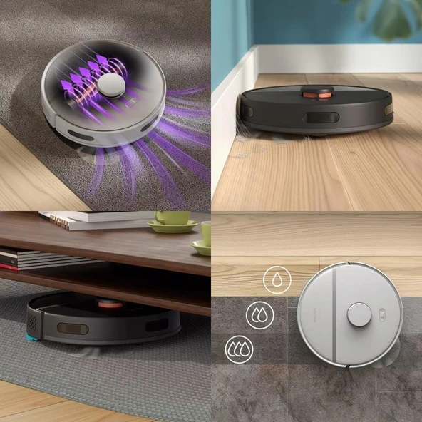 Philips HomeRun 3000 Serisi Aqua XU3110/02 Çöp İstasyonlu Beyaz Akıllı Robot Süpürge - Resim 8