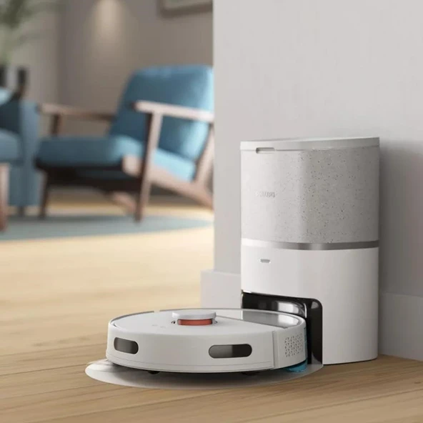 Philips HomeRun 3000 Serisi Aqua XU3110/02 Çöp İstasyonlu Beyaz Akıllı Robot Süpürge - 2