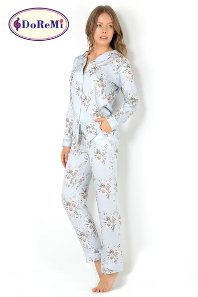 DoReMi Blue Grace Uzun Kollu Bayan Pijama Takımı - Resim 10
