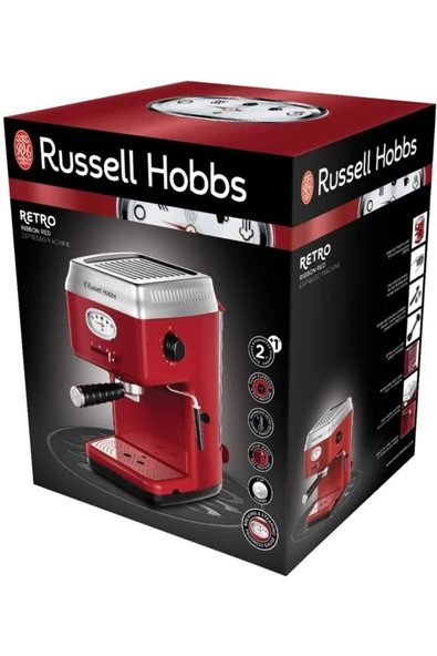 RUSSELL HOBBS 28250-56 Retro Red Espresso Makinesi - Resim 7