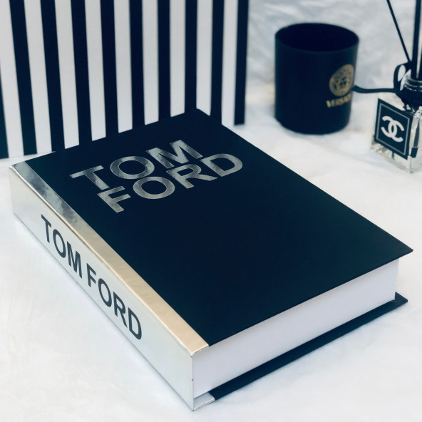 TOM FORD OPENABLE DECORATIVE BOOK BOX BLACK & SILVER - 2