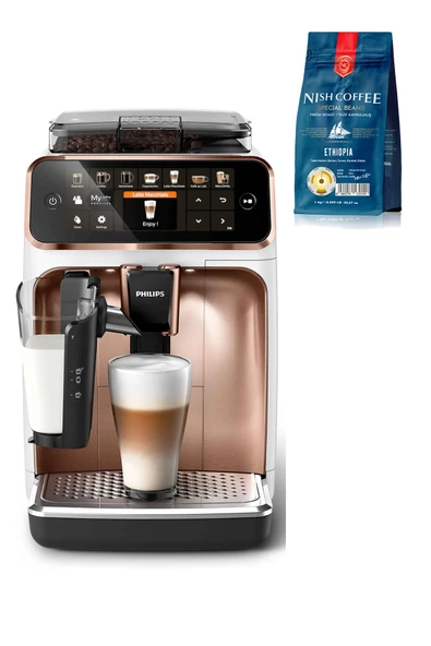 Philips Espresso Makinesi, LatteGo Süt Sistemi, AquaClean Filtre 1 Kg Çekirdek Kahve Hediye