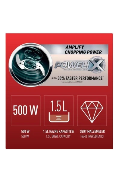 TEFAL Mb4708 Masterchop Powelix Maxi 4 Bıçaklı Rondo ve Doğrayıcı 500 W Siyah - 9100029453 - 5