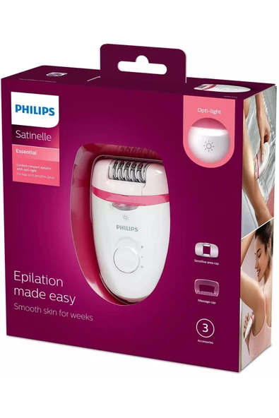 Philips Işıklı Satinelle Essential Kablolu Kompakt Epilatör Bre255/05