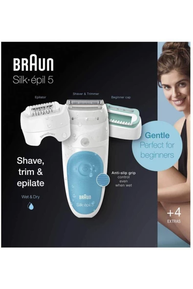 Braun Silk-épil 5 5610 Sensosmart Kablosuz Islak&Kuru Mavi 3'ü 1 Arada Ataçmanlı Epilatör Epilasyon - 6