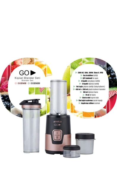 Arnica Go GH21410 Kişisel Smoothie Blender Rose
