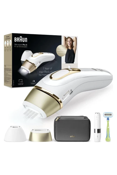 Braun IPL Silk·expert Pro 5, Evde Tüy Alma, Çanta, Venus Tıraş Makinesi, 2 Başlık ile, PL5146