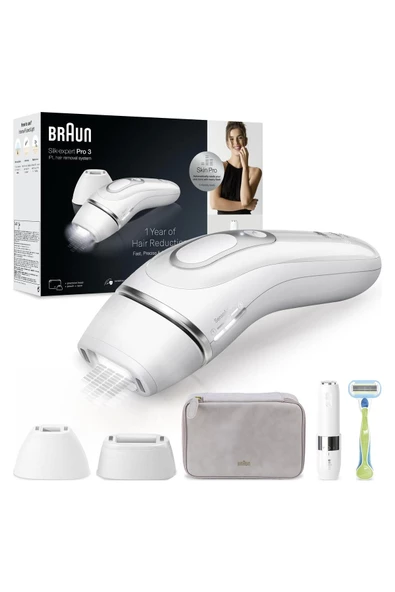 Braun IPL Silk·expert Pro 3, Evde Tüy Alma, Çanta, Venus Tıraş Makinesi, 2 Başlık ile, PL3136