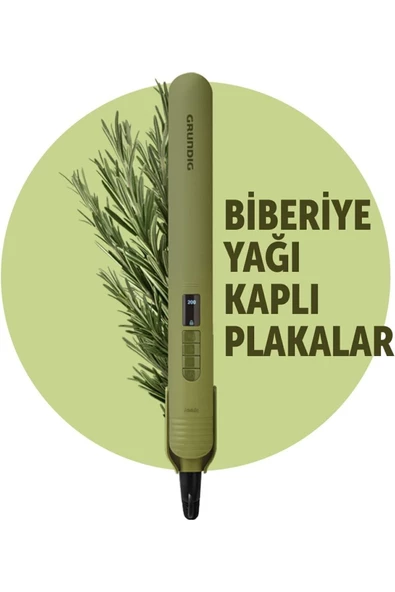 Grundig HS 7031 Botanika Saç Düzleştirici, Biberiye Yağı Kaplı Plaka