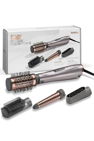 BABYLİSS Air Styler 1000W AS136E Hava Üflemeli Elektriklenme Önleyici Saç Şekillendirici 4 Aksesuarlı Set