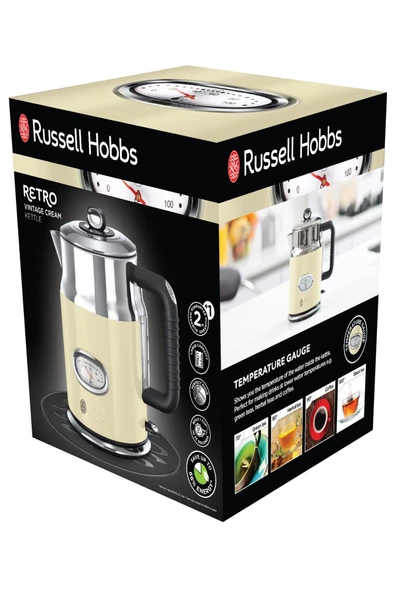 RUSSELL HOBBS Retro Kettle Su Isıtıcı 2400watt Krem   21672-70 - Resim 7