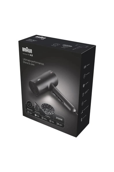 Braun BRHD425E HD4.2 IONTEC Difüzörlü Saç Kurutma ve Fön Makinesi, 2 Başlıklı, 2100W - Resim 2