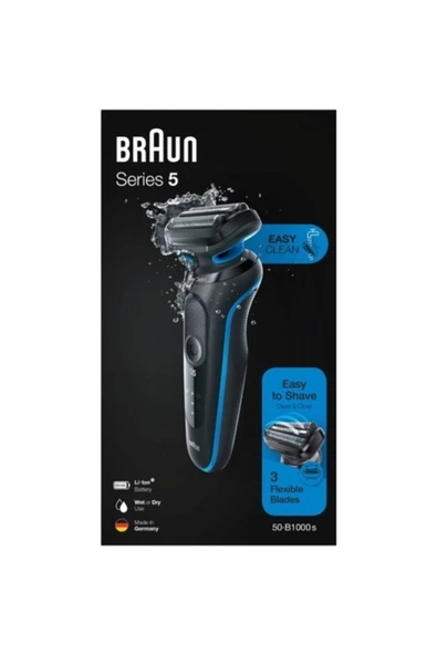 Braun Seri 5 B1000s Kablosuz Tıraş Makinası - Easyclean - Easyclick Islak & Kuru - 4