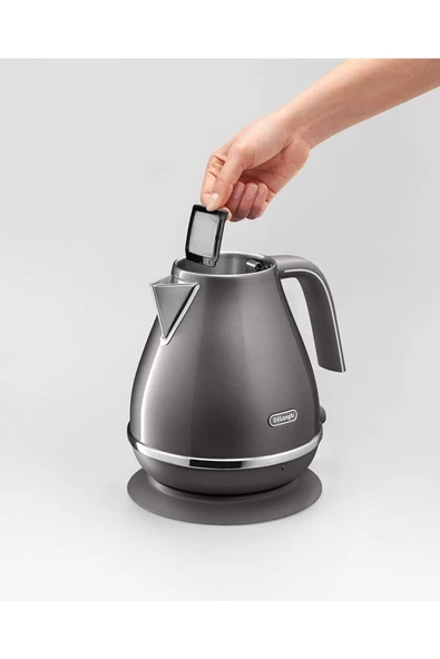 DELONGHİ Delonghi De'longhi Icona Vintage KBOT2001.GY Su Isıtıcısı - 1,7 L, Su Seviyesi Göstergeli ve 360° Ta - 4