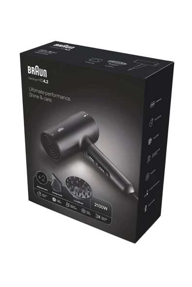 Braun BRHD425E HD4.2 IONTEC Difüzörlü Saç Kurutma Makinesi, 2 Başlıklı, 2100W